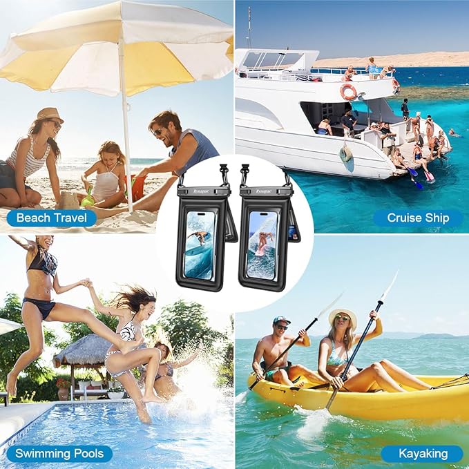 Waterproof Phone Pouch Floating, Double Bags Waterproof Phone Case with Lanyard for iPhone 16 15 Pro Max, Galaxy S24 S23 Ultra, IPX8 Cellphone Dry Bag Beach Cruise Ship Essentials 2 Pack-8.5''