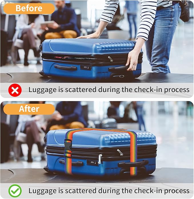 BILIONE Luggage Straps, 79" Long Belts Keep Suitcase Secure While Traveling, TSA Approved Add a Bag Premium Accessory for Travel Bag Closure (Pink, 4Pcs)