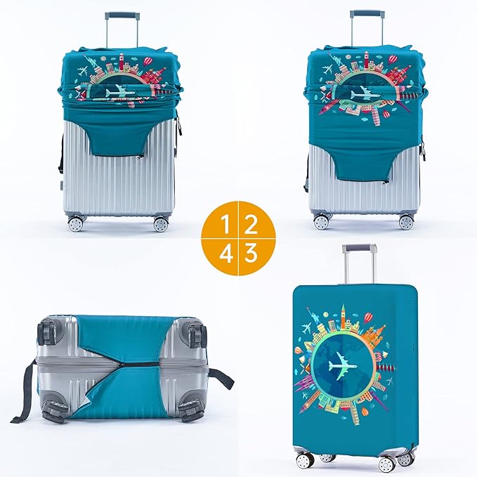 Travelkin Luggage Covers For Suitcase Tsa Approved,Suitcase Cover Protector Fit 18-32 Inch Luggage (Dreaming Blue, XL)