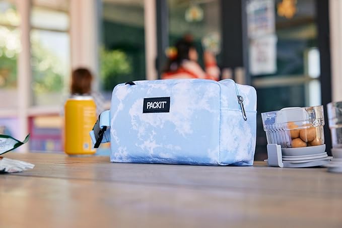 PackIt Freezable Snack Box, Magenta, Built with ECOFREEZE Technology, Collapsible, Reusable, Zip Closure with Buckle Handle, Designed For Work Snacks, Fresh Snacks On the Go, Adults, and All Ages