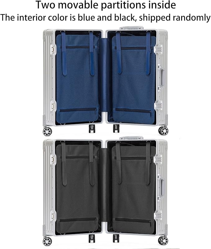 Metal All Aluminum Carry-on Luggage TSA Customs Lock Zipperless Silent Rotary Wheel Business Suitcase Aluminum Frame Set (red, 24 '')