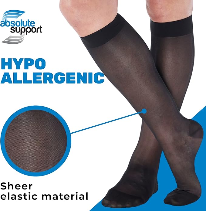 (3 Pairs - Closed Toe) Made in USA - Sheer Compression Stockings for Women 15-20mmHg - Womens Compression Socks for Circulation during Travel, Airplane, Sport, Athletic - Black, X-Large - A101BL4-3