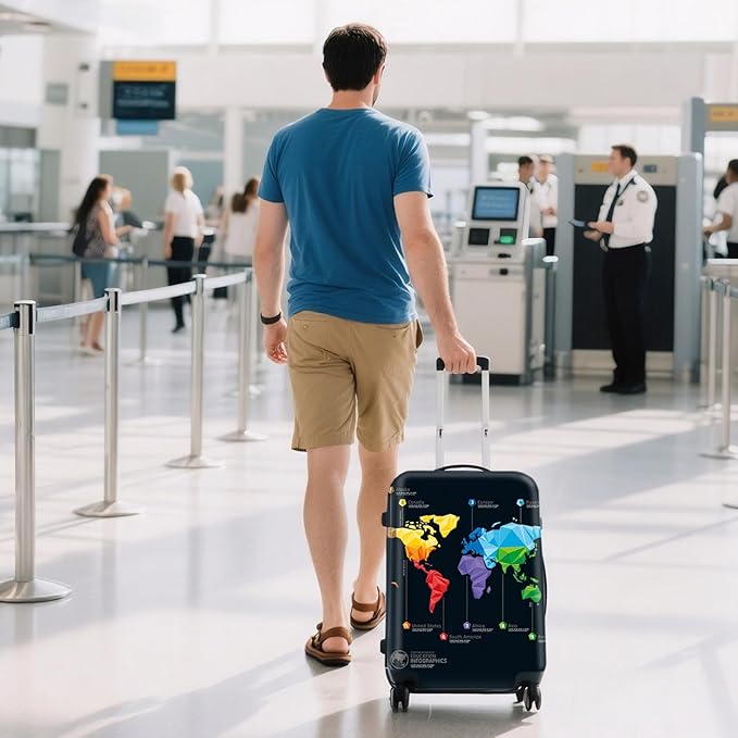 WUJIAONIAO Travel Luggage Cover Baggage Suitcase Cover Protector Skins 18-32 Inch (map, XL (for 29-32 inch luggage))