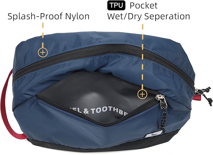 Travel Toiletry Bag 8L, Large Packing Cube with Waterproof TPU Wet/Dry Compartment (04 Forest Green)
