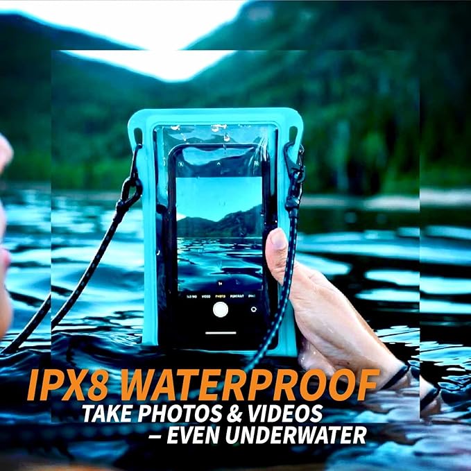 Waterproof Phone Pouch w/Long Lanyard | IPX8 Adventure Grade Cellphone Dry Bag Case, Fits iPhone 15 Pro Max,14 Pro Max, 13 Pro Max, XS, XR, Galaxy S21, for Snorkeling, Kayaking, Cruise Black