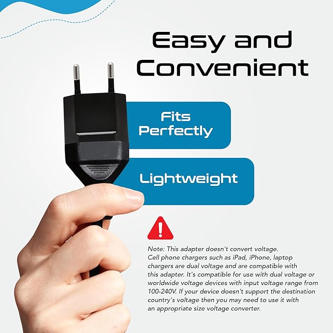 Ceptics USA, Canada to European Plug Adapter - Type C Adapter compatible in Europe, Canada to European travel plug adapter Ideal for Phones, Camera & More - CE Certified - RoHS Compliant - 12 Pack