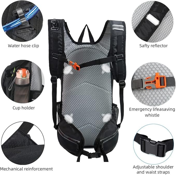 Hiking Daypack Waterproof Biking Backpack 15L Lightweight Durable Backpack for Ski Snowboarding Running MTB Cycling