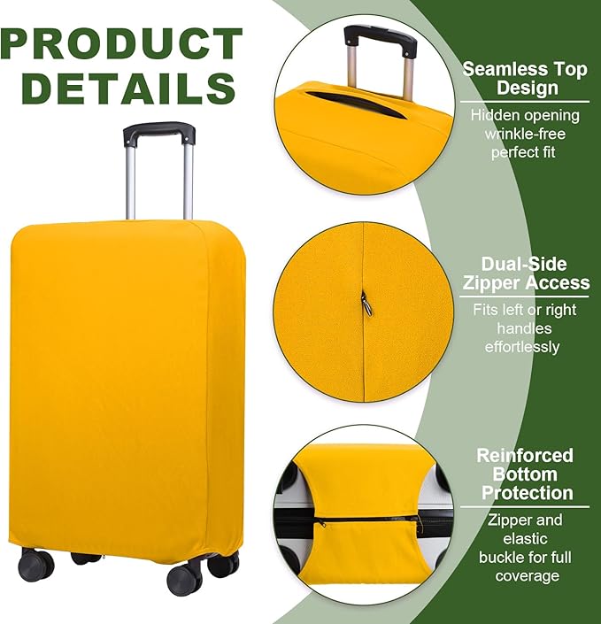 PATIKIL Luggage Cover, Suitcases Covers Elastic Carry on Cover Protector Washable Scratch-Resistant Fits 26-27 Inch Luggage for Travel Business Trips, Yellow
