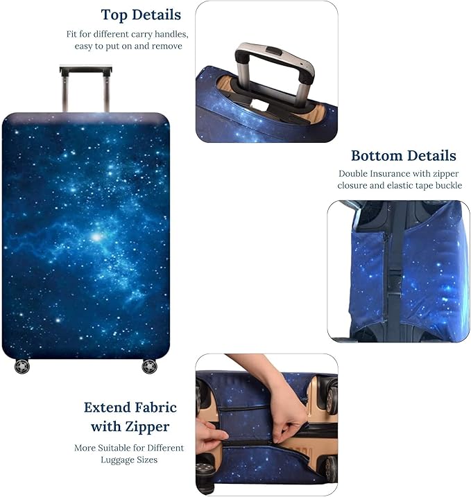 Luggage Cover, Protective Washable Suitcase Cover - Travel Elastic Spandex Suitcase Protector with Luggage Tag Fits 26 to 28 Inch Galaxy