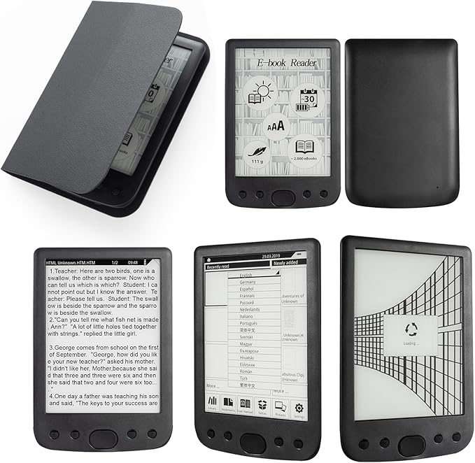 Yoidesu 6 Inch E Reader Digital Reader Electronic Book Reader with 800x600 High Resolution Screen Multifunctional Navigation Buttons for PDF EPUB TXT DOC FB2 MOBI (16GB)