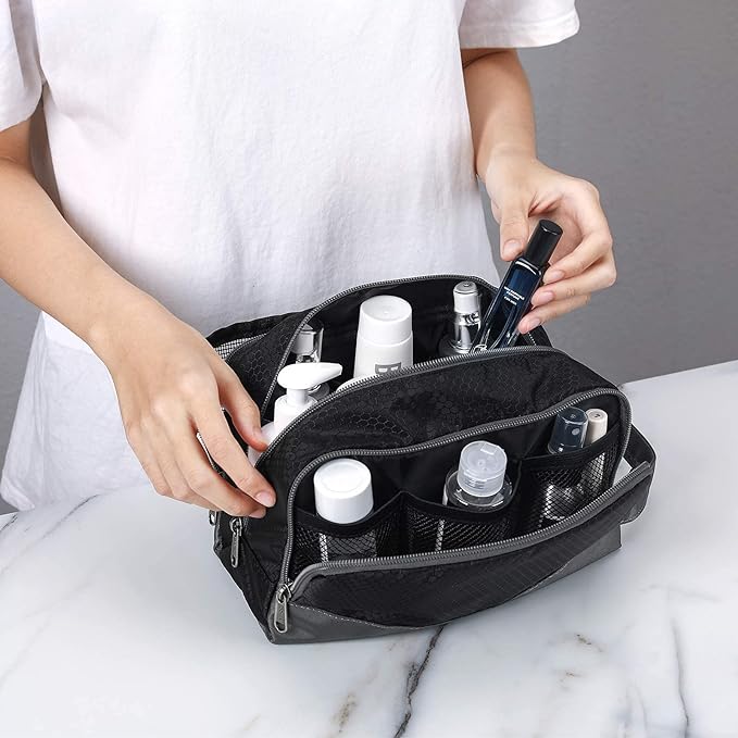 Gonex Travel Toiletry Bag Nylon, Dopp Kit Shaving Bag Toiletry Organizer Black