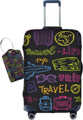 Trip Colored Graffiti Travel-Life Style Luggage Cover Washable Suitcase Protector, Luggage Tag Travel Birthday Gifts For Men Women(S 18-21 Inch Luggage)