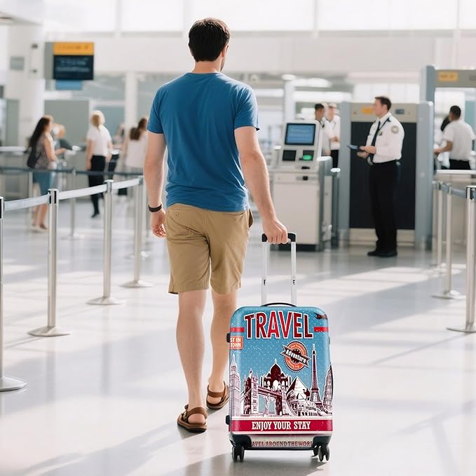 WUJIAONIAO Travel Luggage Cover Baggage Suitcase Cover Protector Skins 18-32 Inch (Tourist Attraction A28, XL (for 29-32 inch luggage))