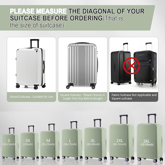 Travel Luggage Cover Suitcase Protector Scratch-Resistant Fit 19-31 Inch Suitcase, Not Included Suitcase (Cyan, M(24-25 inch))