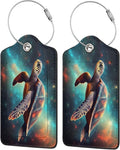 Sea Turtle Leather Luggage Tag with Stainless Steel Ring, Fun Name Id Card Cover Travel Bag Tag Set, Suitable for Travel Bag Luggage Women Men 4 PCS