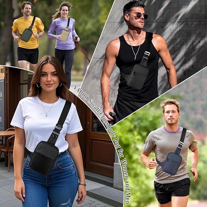 VADOO Mini Sling Bag for Men Women, Small Crossbody Bag with RFID Blocking & Waterproof, Lightweight Phone Chest Bag for Travel Gym (Basic Version- Blue)