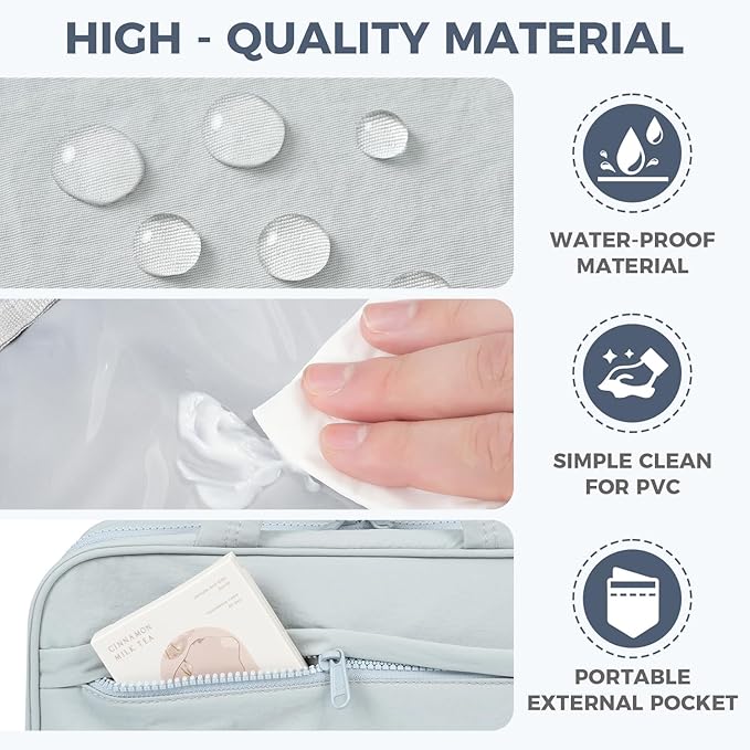 Toiletry Bag For women,Portable Hanging Organizer,4 Leakproof Compartment for full-sized Conditioner, Brushes Set, Makeup Accessories,Visible and easy to access.L-blue