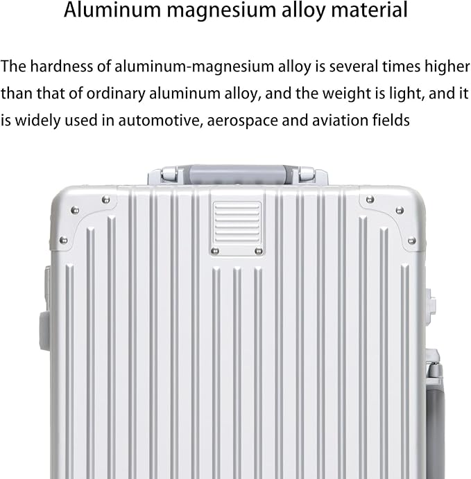 Metal All Aluminum Carry-on Luggage TSA Customs Lock Zipperless Silent Rotary Wheel Business Suitcase Aluminum Frame Set (rose gold, 24 '')