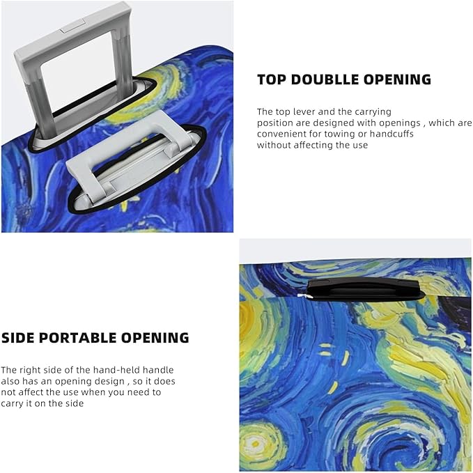 Vincent Van Gogh Starry Sky Night Luggage Cover Washable Suitcase Protector, Luggage Tag Travel Birthday Gifts For Men Women (XL 29-32 Inch Luggage)