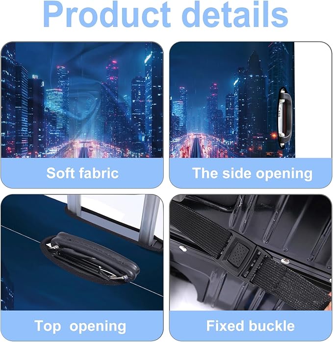 Luggage Cover Washable Suitcase Protector Anti-scratch Suitcase cover Fits 20-34 Inch Luggage (City Night, XL(32-34inch suitcase))