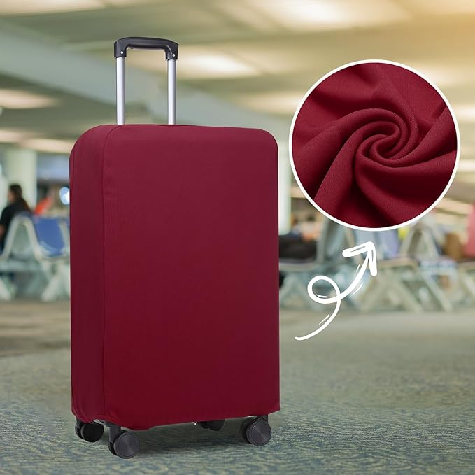 PATIKIL Luggage Cover, Suitcases Covers Elastic Carry on Cover Protector Washable Scratch-Resistant Fits 22-23 Inch Luggage for Travel Business Trips, Wine Red