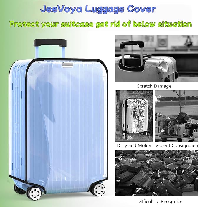 Luggage Cover Clear PVC Suitcase Covers for Luggage Thick Transparent Waterproof Suitcase Protector with Large for 20"/24"/28" inch
