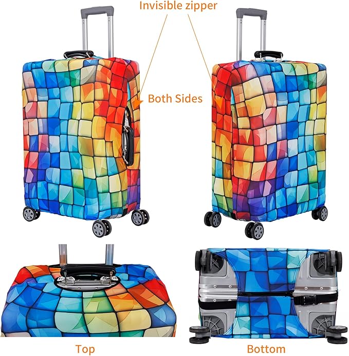 MosaiRudo Travel Luggage Covers For Suitcase Tsa Approved,Suitcase Cover Protector Fit 18-32 Inch Luggage Travel Accessories (T2504, L)
