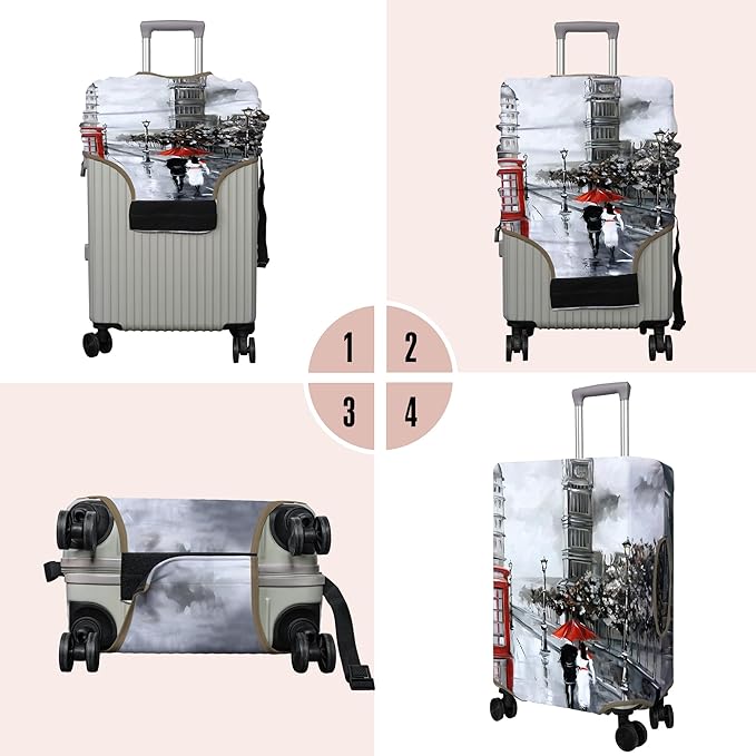 Travel Luggage Cover Suitcase Protector Fits 18-32 Inch Wheel Covers PatternedTravel Related Items Flower Luggage Protector Elastic XL