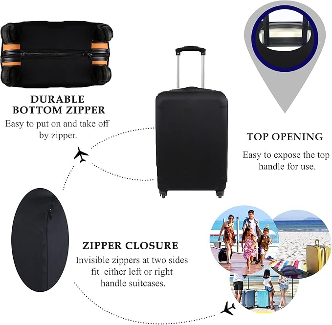 Explore Land Travel Luggage Cover Suitcase Protector Fits 31-32 Inch Case (Black, XL)