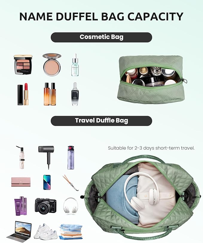 Tween Girls Gifts, Birthday Gift-Initial Travel Bag with Shoe Compartment, Personalized Weekender Bag, Girl Overnight Bag, Engagement Gifts, Letter Travel Bag with Makeup Bag (Letter G)