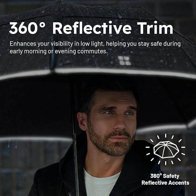 Weatherman Premium Collapsible Travel Umbrella - Windproof, Compact, Easy Auto Open - Resists Up to 55 MPH Winds - Perfect for Rain, Wind, Backpack, Car - Folding Umbrella (Black)