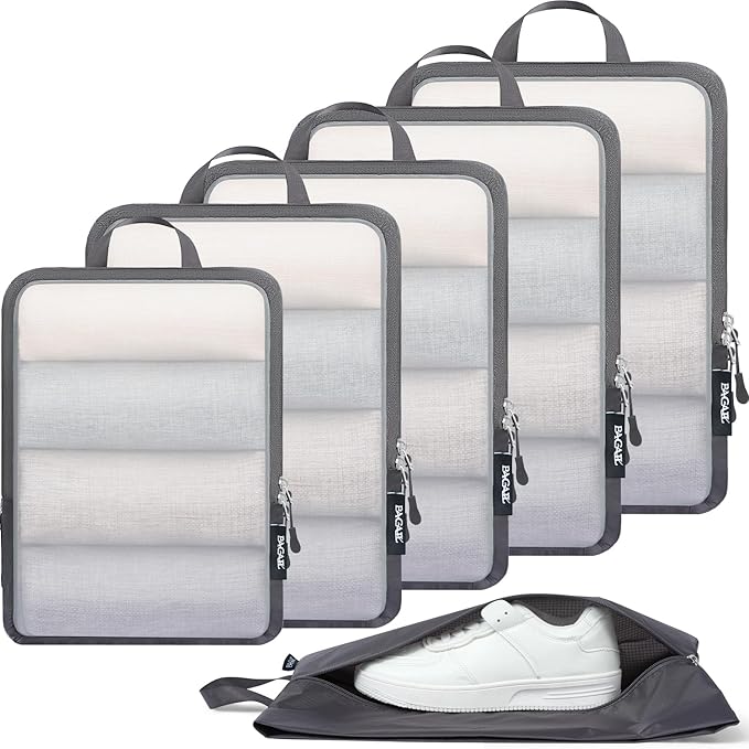 BAGAIL 6 Set Ultralight Compression Packing Cubes Packing Organizer for Travel Accessories Luggage Suitcase Backpack
