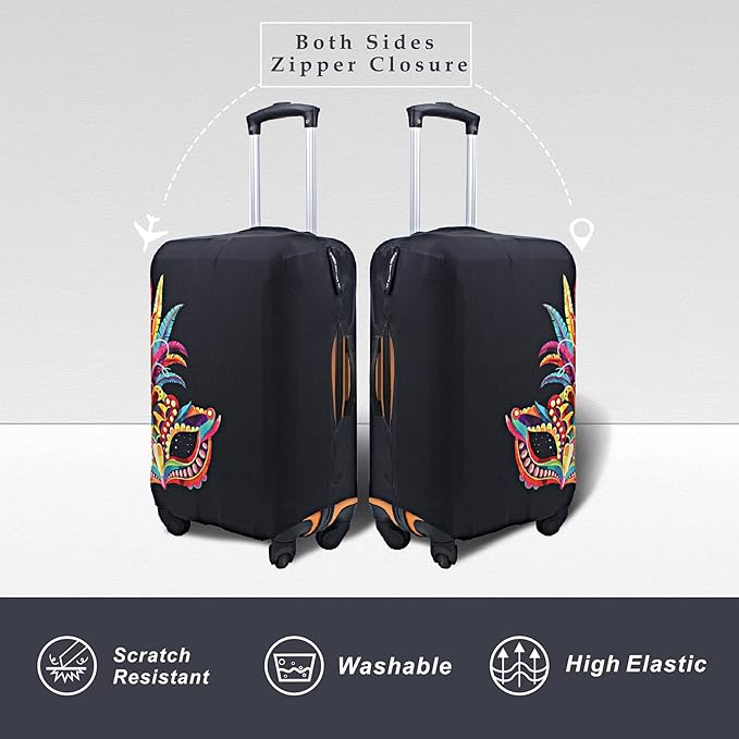 Explore Land Travel Luggage Cover Suitcase Protector Fits 27-30 Inch Case (Carnival, L)