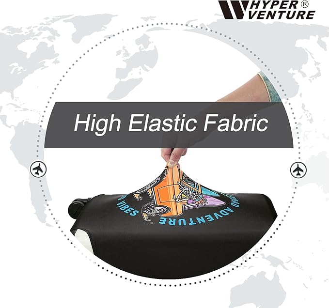 HYPER VENTURE Washable Luggage Cover - Fashion Suitcase Protector Fits 23-26 Inch Luggage (Road Adventure, M)