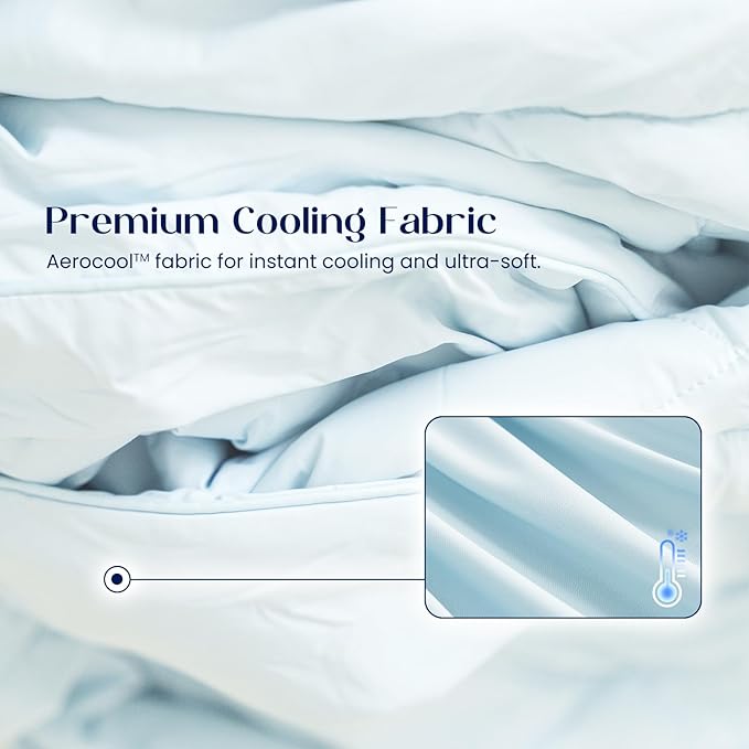 Dream Valley® Outlast® Deepsleep Cooling Comforter, Full/Queen Size, NASA-Grade Space Technology Cooling Blanket for Hot Sleepers Night Sweats, Q-Max > 0.45 Aerocool™ Breathable Ivory, 90"x90"