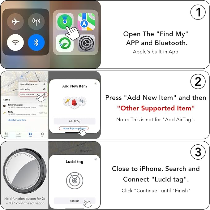 2025 New [Apple MFi Certified] (iOS Only) Air Tracker Tag-2 Pack, Bluetooth Tracker for Apple Find My, Replaceable Battery, Key Finder and Item Locator Smart Tag for Keys, Bags, Luggage, Pets, (Black)