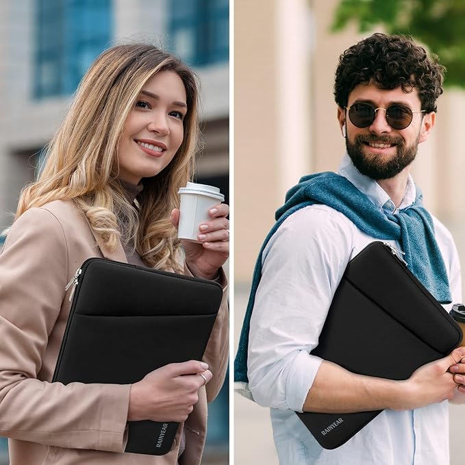 RAINYEAR Laptop Sleeve Case with Front Pocket, 17 Inch Protective Portable Case with Front Pocket, Briefcase Laptop Carrying Bag Cover Compatible for HP/Dell/Lenovo/Asus/Acer, Black