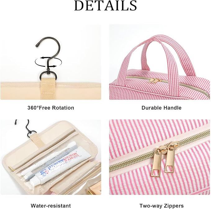 YOOLIFE Travel Toiletry Bag for Women - Hanging Toiletry Bag, Large Capacity Personalized Makeup Pouch, Travel Essentials - Letter D, Blue