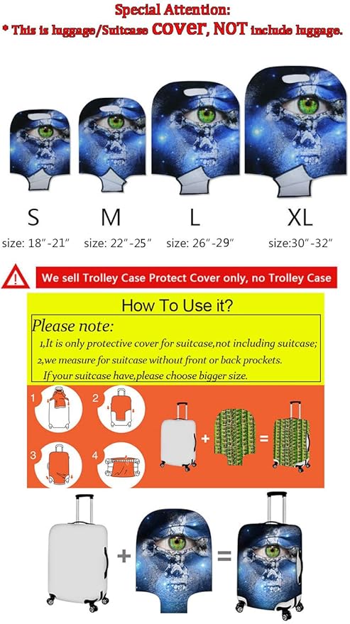 Butterfly Mushroom Print Travel Suitcase Cover Protector Elastic Zipper Closure Fit 26-29 Inch Luggage