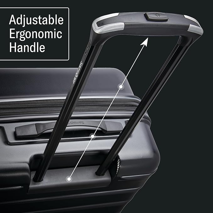 Samsonite Omni 2 Carry-On Hardside Luggage with 360° Spinner Wheels - Scratch Resistant Hardshell - TSA, Airline-Approved - Expandable Polycarbonate Shell for Lightweight Travel - Midnight Black