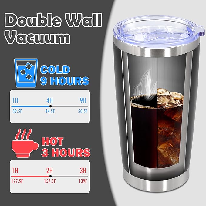 20oz Tumbler Bulk Stainless Steel Tumbler Cup with Lid Vacuum Insulated Double Wall Travel Mug, Durable Powder Coated Travel Coffee Tumbler Mug for Hot & Cold Drinks, Black,8 Pack