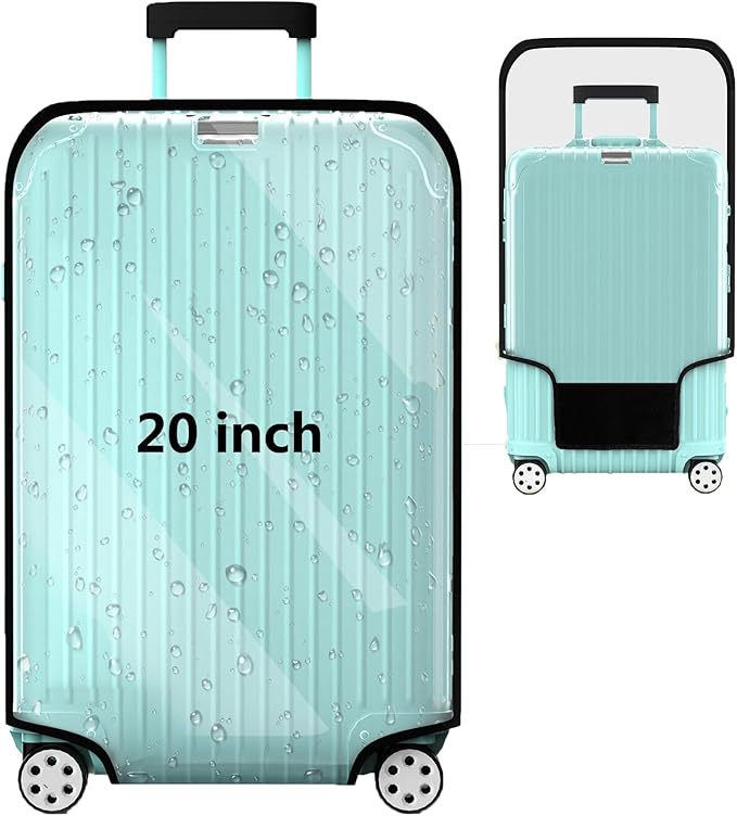 Suitcase Covers For Luggage, 20 Inch Clear PVC Luggage Covers Protector Full Thicken Transparent Waterproof Suitcase Sleeve With Large Velcro for 20" Wheeled Suitcases
