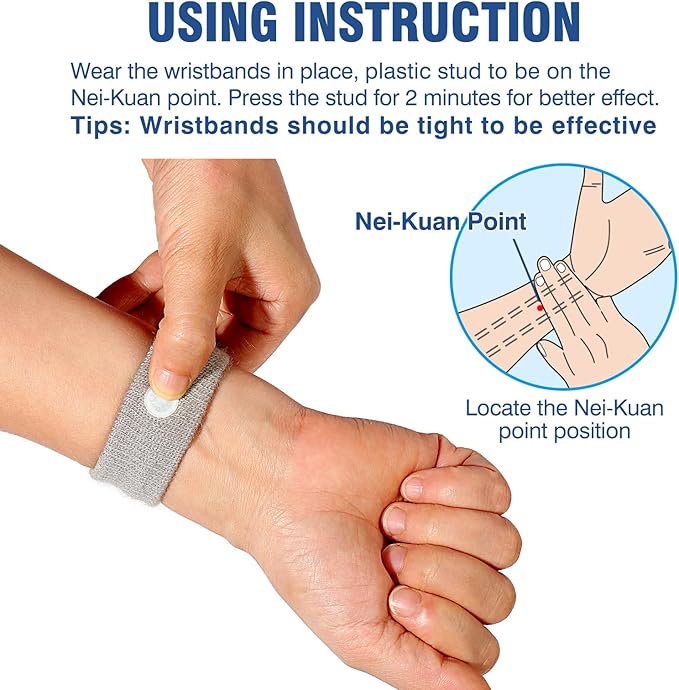 Motion Sickness Bands Anti Nausea Wristband for Adult and Kids Morning Sickness Relief for Pregnant Women Acupressure Nausea Relief for Car, Sea, Air Sickness - 3 Pairs Grey, Grey, Black