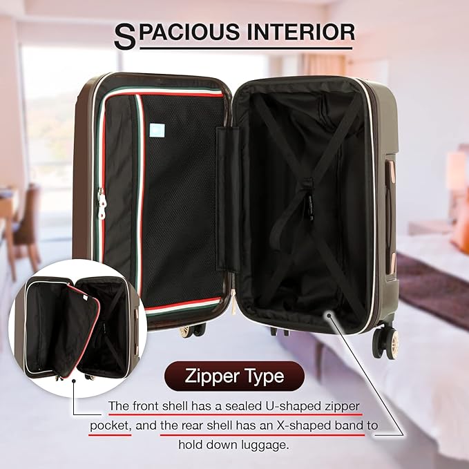 LEGEND WALKER Hardside Expandable Zipper Luggage, 24-inch, White Carbon, 5122-55-WHCB