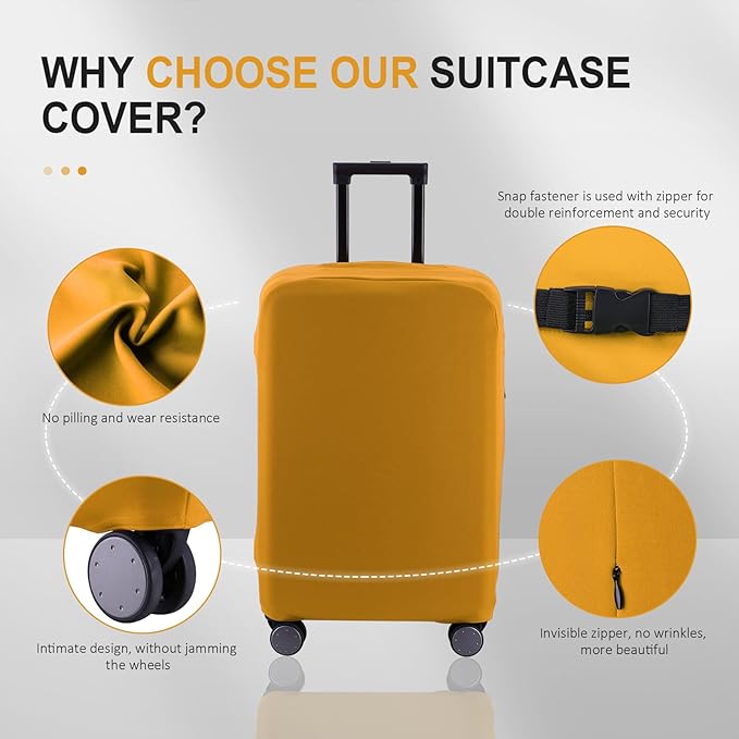 Travel Luggage Cover Suitcase Protector Scratch-Resistant Fit 19-31 Inch Suitcase, Not Included Suitcase (Yellow, SX(22-23 inch))