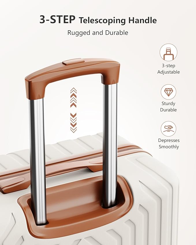 Luggage Sets 3 Piece Hardside Suitcase with Double Spinner Wheels Durable Lightweight Shell with Tsa Lock (20/24/28in) White