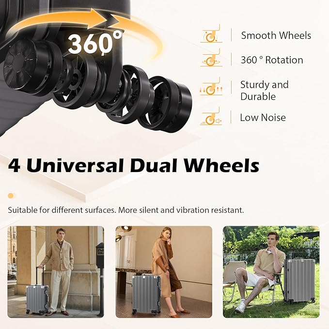 Krute Luggage Sets 2 Pieces 20 28 Inch Aluminum Frame Luggage With Wheels Hardside PC No Zipper Suitcase with USB Charger