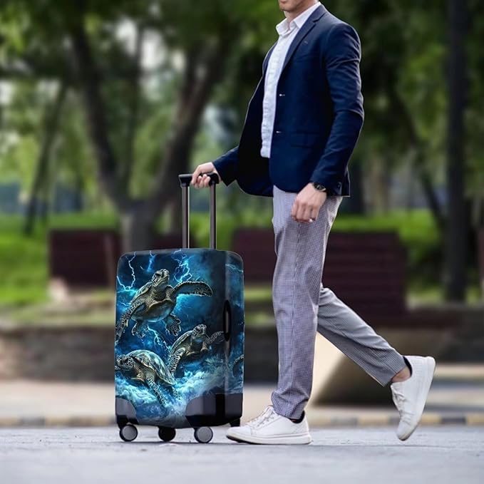 Sea Turtle Suitcase Cover Fits 22-25 Inch Luggage with Zipper Anti-Scratch Spandex Luggage Cover Washable Stretchable Travel Suitcase Covers for Luggage Universal Baggage Cover(Size M)