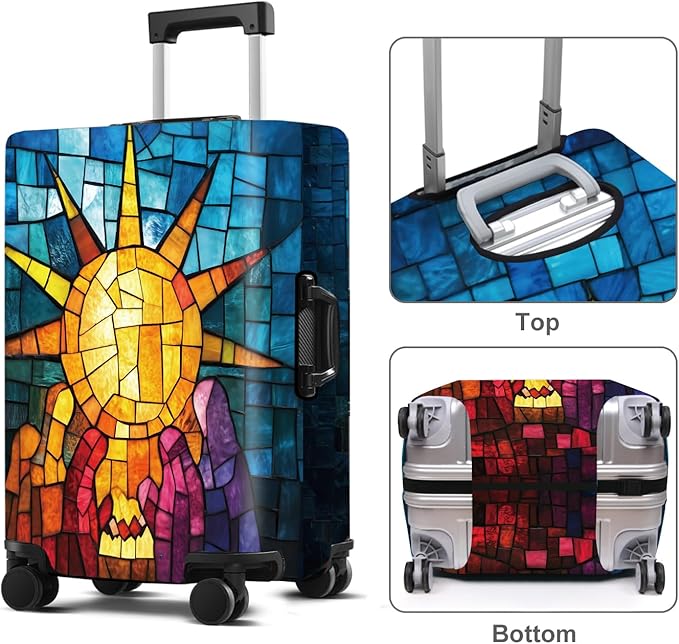 Luggage Cover Washable Suitcase Protector Anti-scratch Suitcase cover Fits 20-34 Inch Luggage (Sun, M(24-26inch suitcase))