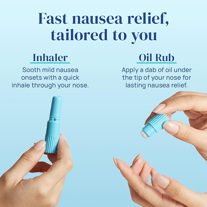 Nausea Relief Inhaler - Take Control of Motion Sickness, Morning Sickness, Medication, Stress - Fast, Natural, Drug-Free, Non-Drowsy & Portable Travel Essential - Pack of 2 Inhalers